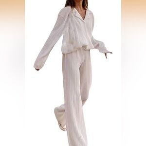 White Plissé Matching Set
